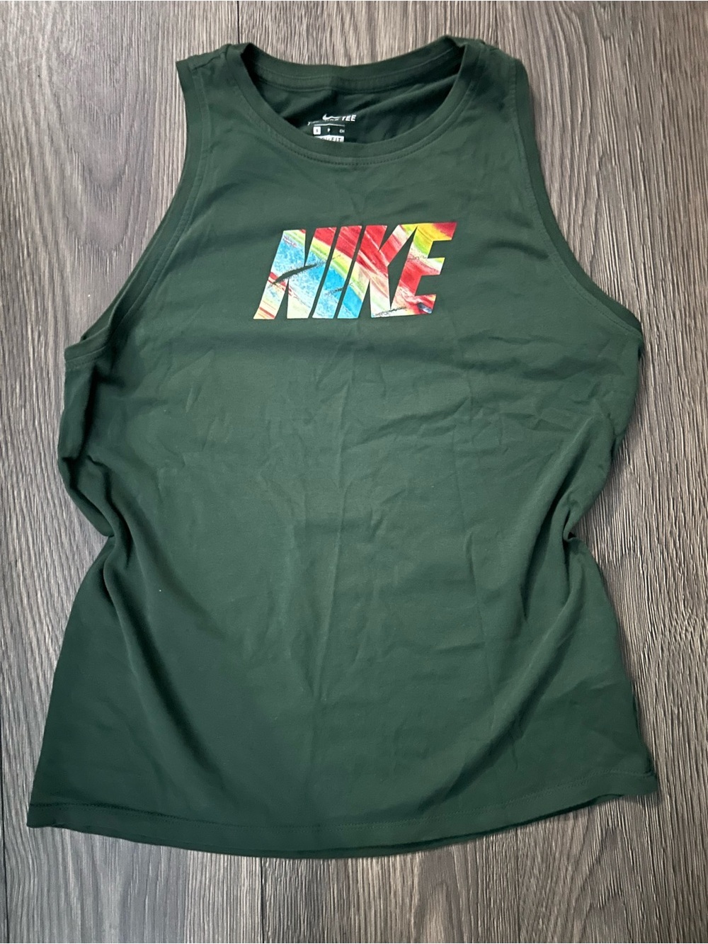 Nike Dark Green Women's Tank with Multicolor Graphic Logo